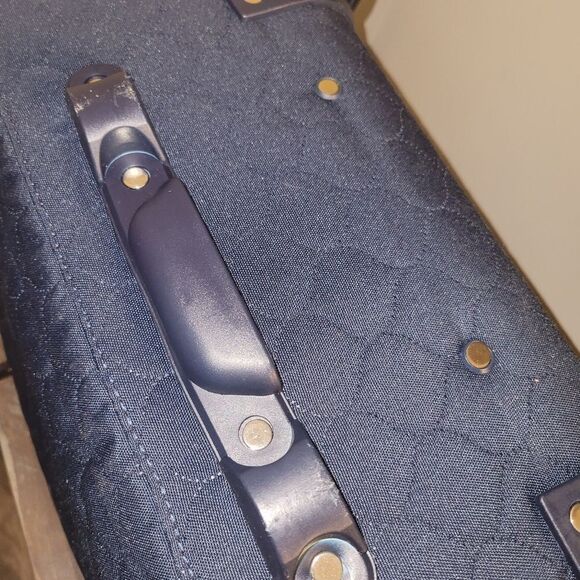 London Fog Calypso Carry On Luggage Travel Bag Suitcase Navy Blue - Picture 7 of 16